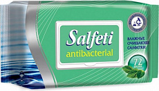Влажные салфетки Salfeti antibac №72 в/с антибактериальные с пластиковым клапаном 1/20