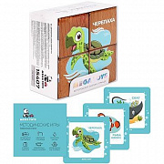 Кубики  4 шт обучающий "Подводный мир" (4кубика, 3 двусторонние карточки, развивающее методическое 