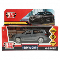 359073 Машина металл BMW X5 M-SPORT 12 см, двери, багаж, инерц, мокрый асфальт, кор Технопарк в кор.