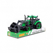 Трактор-погрузчик 245х100х110 сельскохозяйственный инерционный "Прогресс" (зелёный) (в лотке)