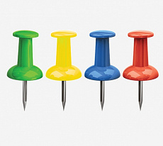 Кнопки канцелярские силовые "deVENTE" диаметр 9 мм, цветные в форме гвоздика, 25 шт в картонной коро