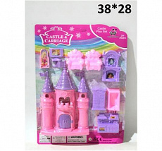 Набор мебели для кукол Замок розовый на листе 644A/Китай