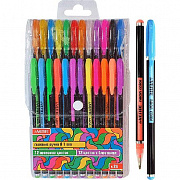 Ручки гелевые "deVENTE. Neon Black" 24 цвета, d=1 мм, черный корпус с цветными полосами, сменн