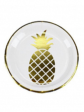 Тарелки с   тиснением   Золотые ананасы, 18 см, 6 шт ФЛ-2764