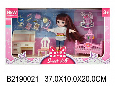 Набор мебели для кукол Спальня с куклой CH20211-4A