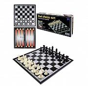 Игра 3 в 1. Шахматы, шашки, нарды пластиковые на магнитеп 24х24см.(Арт. И-0149)/Рыжий кот