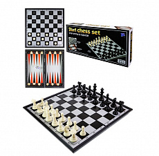 Игра 3 в 1. Шахматы, шашки, нарды пластиковые на магнитеп 24х24см.(Арт. И-0149)/Рыжий кот