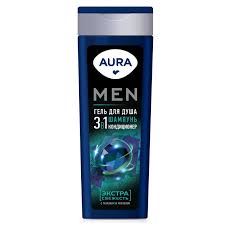 Гель для душа AURA Men 3в1 Экстра Свежесть флакон/флиптоп 380мл 1/8
