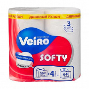 Бумага туалетная Veiro Softy 3-х сл. 4 шт. Белая 1/12