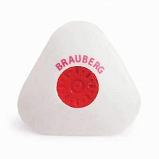 Ластик BRAUBERG "Energy", треуг., пласт.держатель,10*45*45мм, бел, упак.с подв,222473 1/24