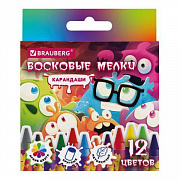 Восковые мелки"МОНСТРИКИ", 12 цветов, BRAUBERG, 273238/Россия