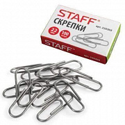 Скрепки STAFF эконом, 22 мм, металлические, 100шт. в карт.коробке, 220302/Россия