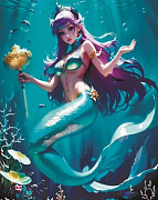 Холст с красками 40х50 см по номерам (в коробке) (30 цв.) Принцесса подводного мира (Арт. Х-8569)/Ры