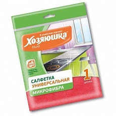 Салфетка универсальная "ХОЗЯЮШКА Мила" микрофибра 220гр/м2, 30*30 см, 1 шт. 1/70