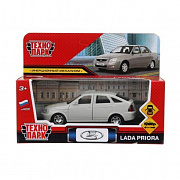 Машина металл LADA PRIORA 12 см,двери,инерц,серебристый перламутр,кор. Технопарк 395953 