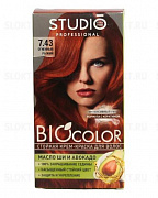 Стойкая крем краска для волос Biocolor 7.43 Огненный рыжий, 50/50/15 мл 