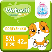 Подгузники одноразовые WATASHI  для детей 5/XL 11-25 кг jambo-pack 42шт 1/2