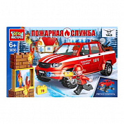 384914 Конструктор UAZ PICKUP ПОЖАРНАЯ СЛУЖБА, 76 дет. Город мастеров в кор.2*18шт