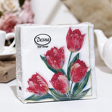 Салфетки 1сл 40л 24*24 Desna Design Красные тюльпаны,57580*32