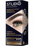 Студио Стойкая краска для бровей и ресниц Чёрная (Black), 50/30 мл 1/8