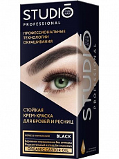 Студио Стойкая краска для бровей и ресниц Чёрная (Black), 50/30 мл 1/8