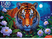 1500 эл. ПАЗЛЫ . НОЧНОЙ ТИГР В ЦВЕТАХ (арт. Ф1500-6636)/Рыжий кот