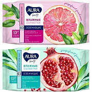 Влажные салфетки AURA для всей семьи освежающие big-pack 63шт 1/12