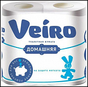 Бумага туалетная VEIRO Домашняя 4шт 2-х слойная белая 1/12