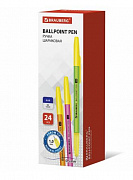 Уп. 24 шт. Ручка шариковая BRAUBERG Color, СИНЯЯ, корпус ассорти узел 1мм, линия письма 0,5мм 141507