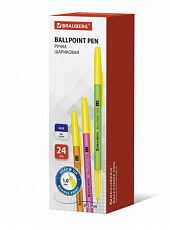 Уп. 24 шт. Ручка шариковая BRAUBERG Color, СИНЯЯ, корпус ассорти узел 1мм, линия письма 0,5мм 141507