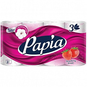 Бумага туалетная PAPIA Strawberry Dream 3 слоя 8 рул 1/7