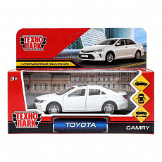 380134 Машина металл TOYOTA CAMRY длина 12 см, двери, багажн, инерц, белый, кор. Технопарк в кор.2*3