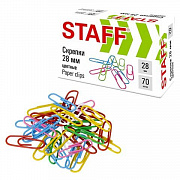 Скрепки STAFF 28 мм цветные 70 штук, 271708/Россия