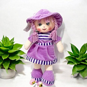 Игрушка "Кукла" мягконабивная 35см., в фиолетовом платье с полосками, т.м.HUADA, арт.34-241