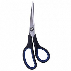 Ножницы 190 мм, BRAUBERG "Soft Grip" черно-синие, резиновые вставки, 3-х сторонняя заточка, 230762