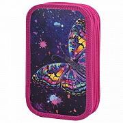 Пенал ЮНЛАНДИЯ, 2 отделения, ламинированный картон, 19х11 см, Colorful butterfly, 270886/Россия