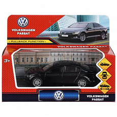 412466 Машина металл VOLKSWAGEN PASSAT длина 12 см, двер, баг, инерц, черный, кор. Технопарк в кор.2