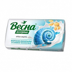 Мыло туалетное ВЕСНА 90гр Ассорти Морские минер и соев молочко 1/6 (72)  (Самара) 