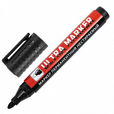 Уп. 12 шт. Маркер перманентный ULTRA MARKER, ЧЕРНЫЙ, 3,5 мм, с клипом, BRAUBERG, 152204/Россия