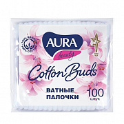 Ватные палочки AURA п/э 100шт 1/24