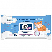 Влажные полотенца Emily Style Детские без отдушки с крышкой 0+* XL размер, соты роз/гол 60шт 1/12