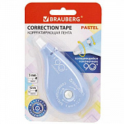 Корректирующая лента BRAUBERG PASTEL 5мм х 12 м, вращающийся наконечник, голубая, 272488/Россия