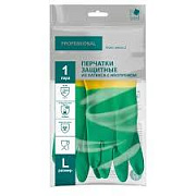 Перчатки защитные КЩС латексные, 1 пара, L, зеленый, ADM Professional/120