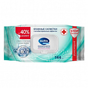 Влажные салфетки AURA FAMILY с антибактериальным эффектом big-pack с крышкой 144шт 1/12