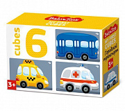 Кубики 6 шт "Городской транспорт" (без обклейки) 6 шт Baby Toys арт.03547