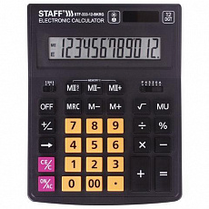 Калькулятор настольный STAFF PLUS  STF-333-BKRG (200x154мм) 12 разрядов, ЧЕРНО-ОРАНЖЕВЫЙ, 250460/Рос