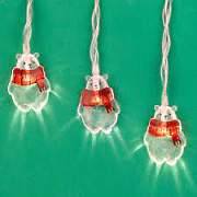 Гирлянда эл. насадка "Медвежонок Снежик" 2м, 10LED*шампань, пост.свеч, ПВХпрозр, акрил,2хАА
