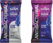 Влажные салфетки SUNLIGHT 15шт Antibacterial Violet/Blue (шоу-бокс)/144 Оливия