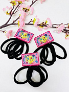Резинка д/волос /чёрная 7,5см., уп.-4 шт./, 18-132, 33-160