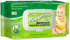 Влажные салфетки Pamperino №80 детские с алоэ вера с пластиковым клапаном